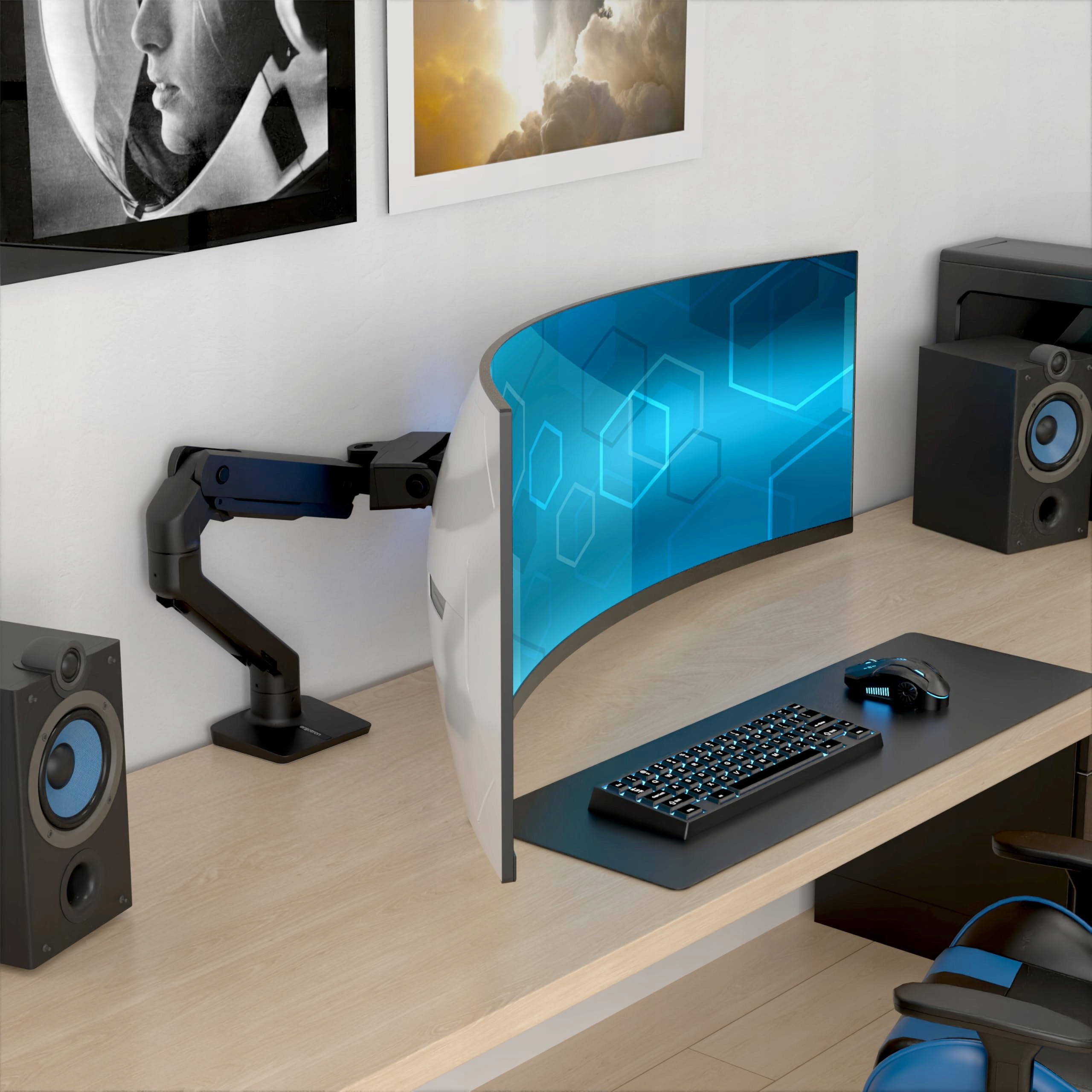 Uchwyt biurkowy na monitor do 57