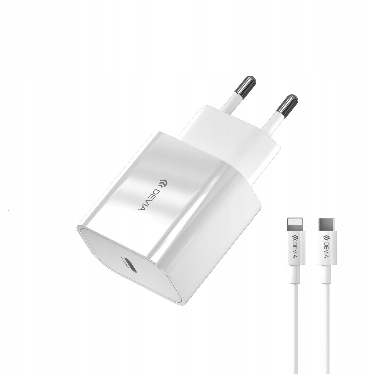 Devia ładowarka sieciowa Smart PD 20W 1x USB-C biała + kabel Lightning - USB-C V2 – Szybkie ładowanie w zasięgu ręki