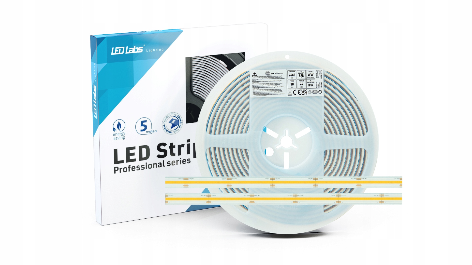 LEDLABS Taśma LED Pro 3Y 24V 2640 COB 10W NW RA90 IP67 – Oświetlenie idealne do każdego wnętrza