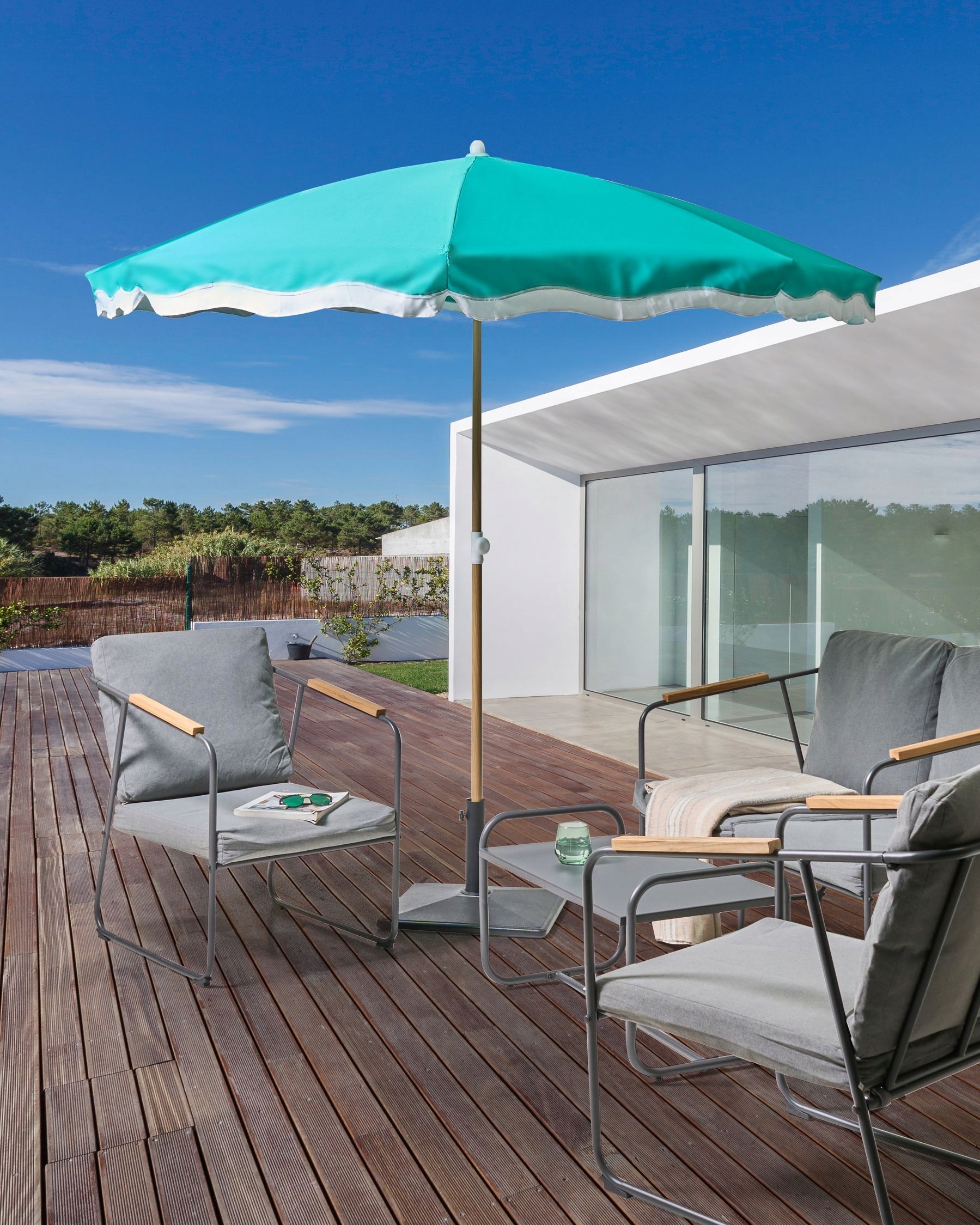 Parasol ogrodowy 232 cm SESTRIERE Turkusowy – Idealna ochrona przed słońcem