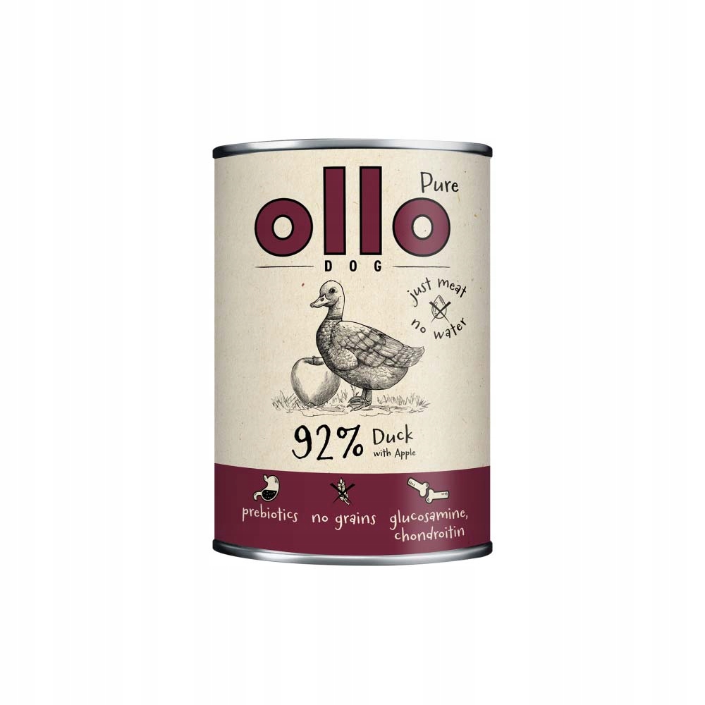 Ollo Pure Kaczka z Jabłkiem 850g – Naturalna karma mokra dla psów