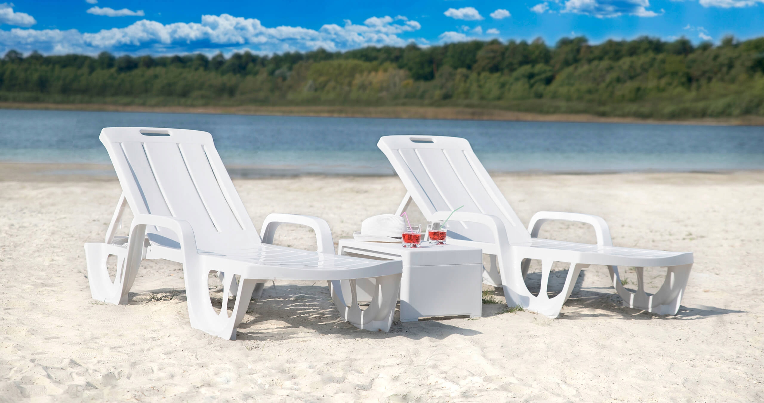 Zestaw 2 Leżaki Ogrodowe Keter FLORIDA z Poduszkami Bazkar MADERA S-19 – Idealny wybór na relaks