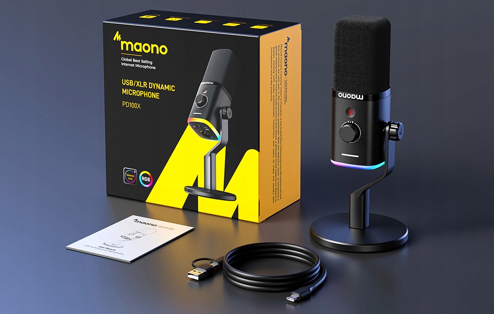 Dynamiczny mikrofon z podwójnym złączem XLR/USB