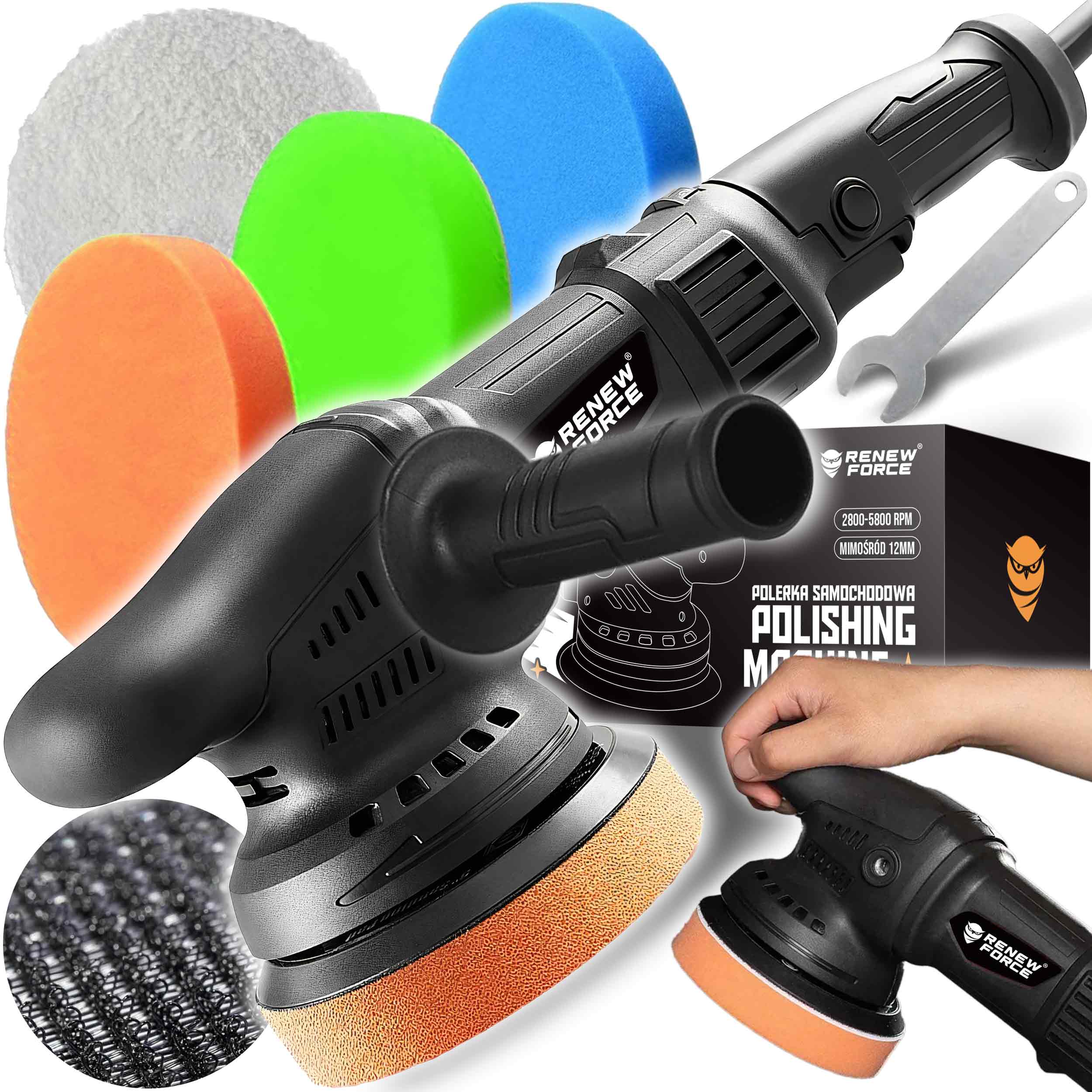 Polerka samochodowa Renew Force 7200 1300 W – Profesjonalne polerowanie w Twoim garażu