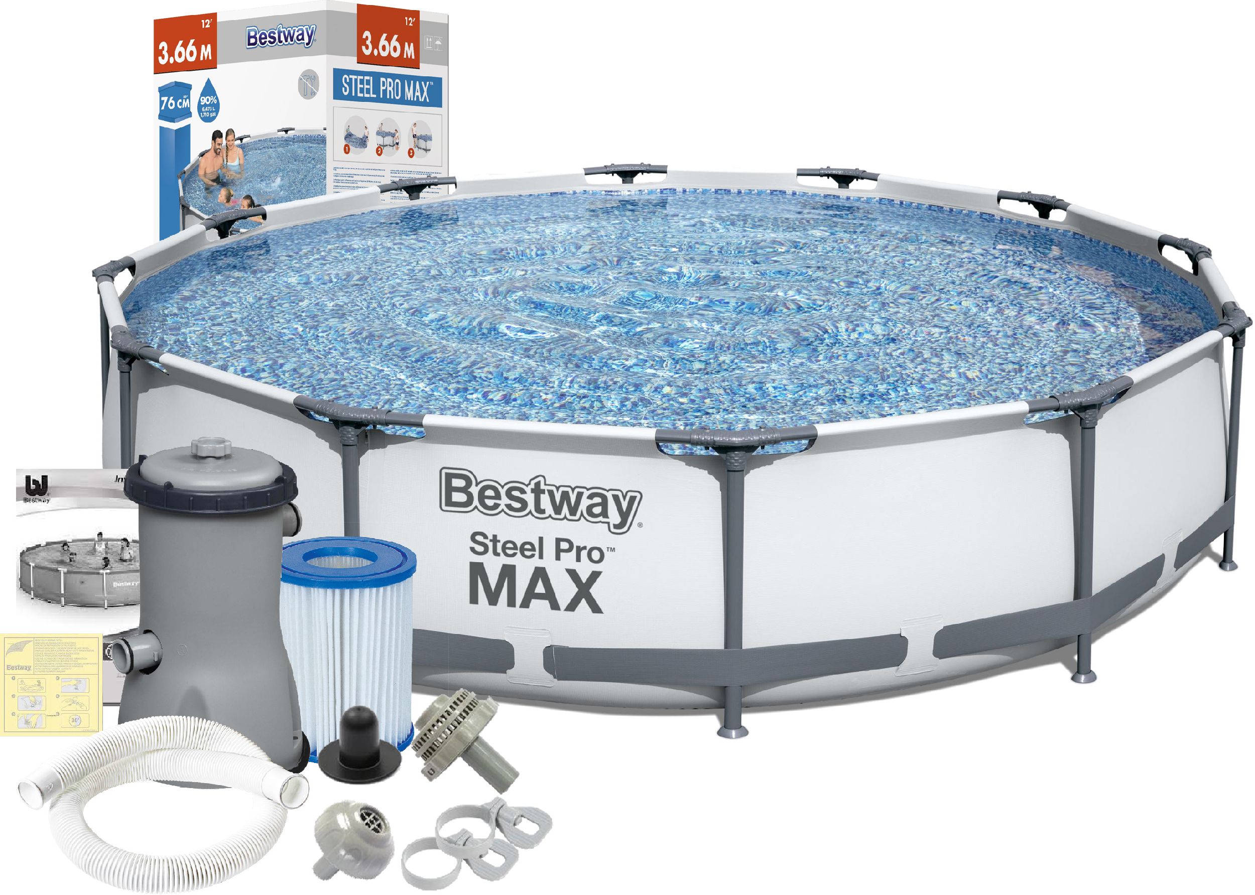 Max round. 56416 Bestway. Бассейн с набором Bestway 366 х 76 см (арт. 56416) 56416. Рамка бассейн. Лестница для бассейна Bestway 1.07 м.