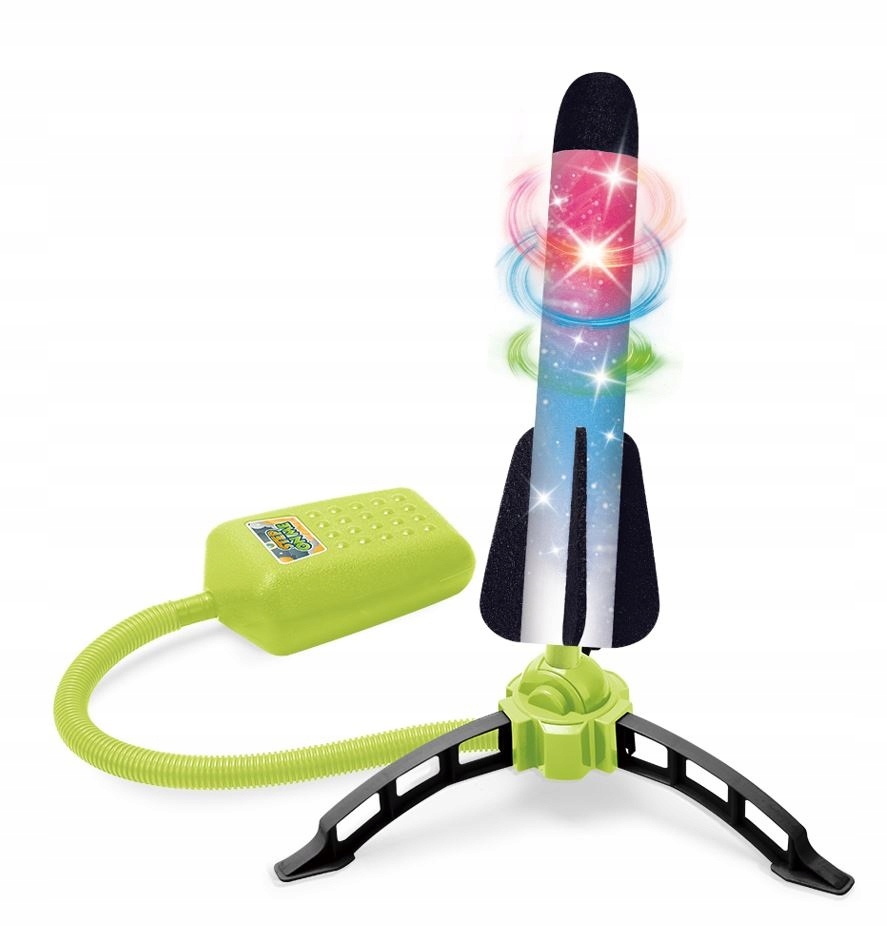 LeanToys Wyrzutnia rakiet piankowych Power launcher rocket LED x3 – Kosmiczna zabawa dla dzieci