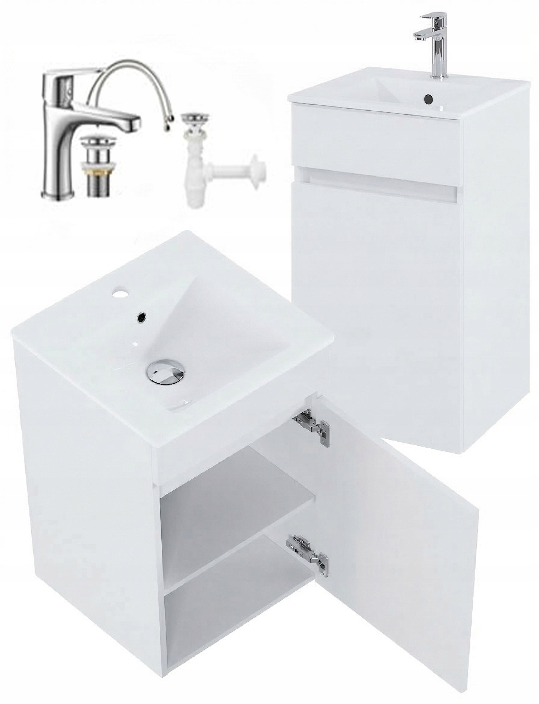 Wysokiej jakości ceramiczna umywalka z baterią w zestawie