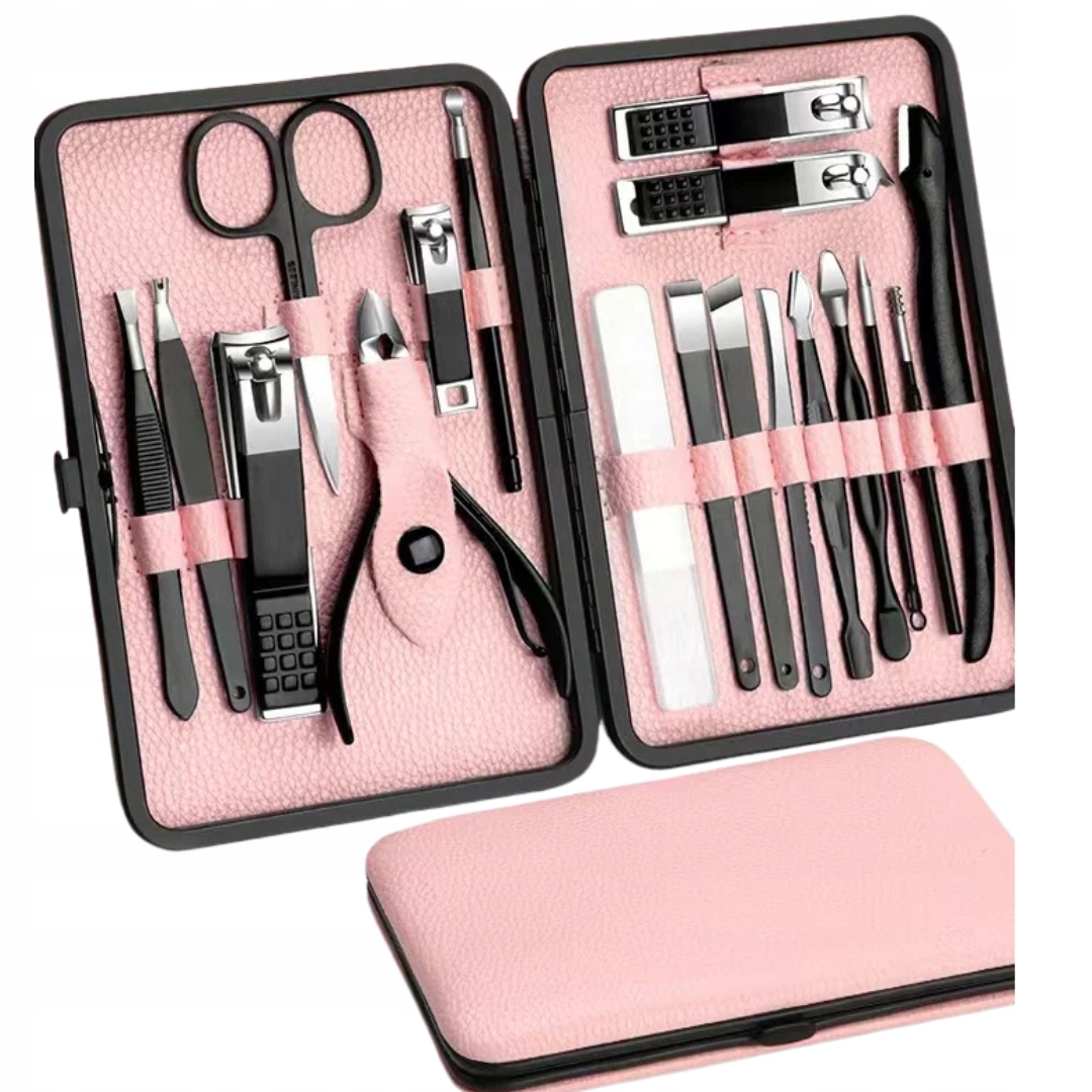 Zestaw do Manicure 18 Elementów – Elegancki i Przenośny