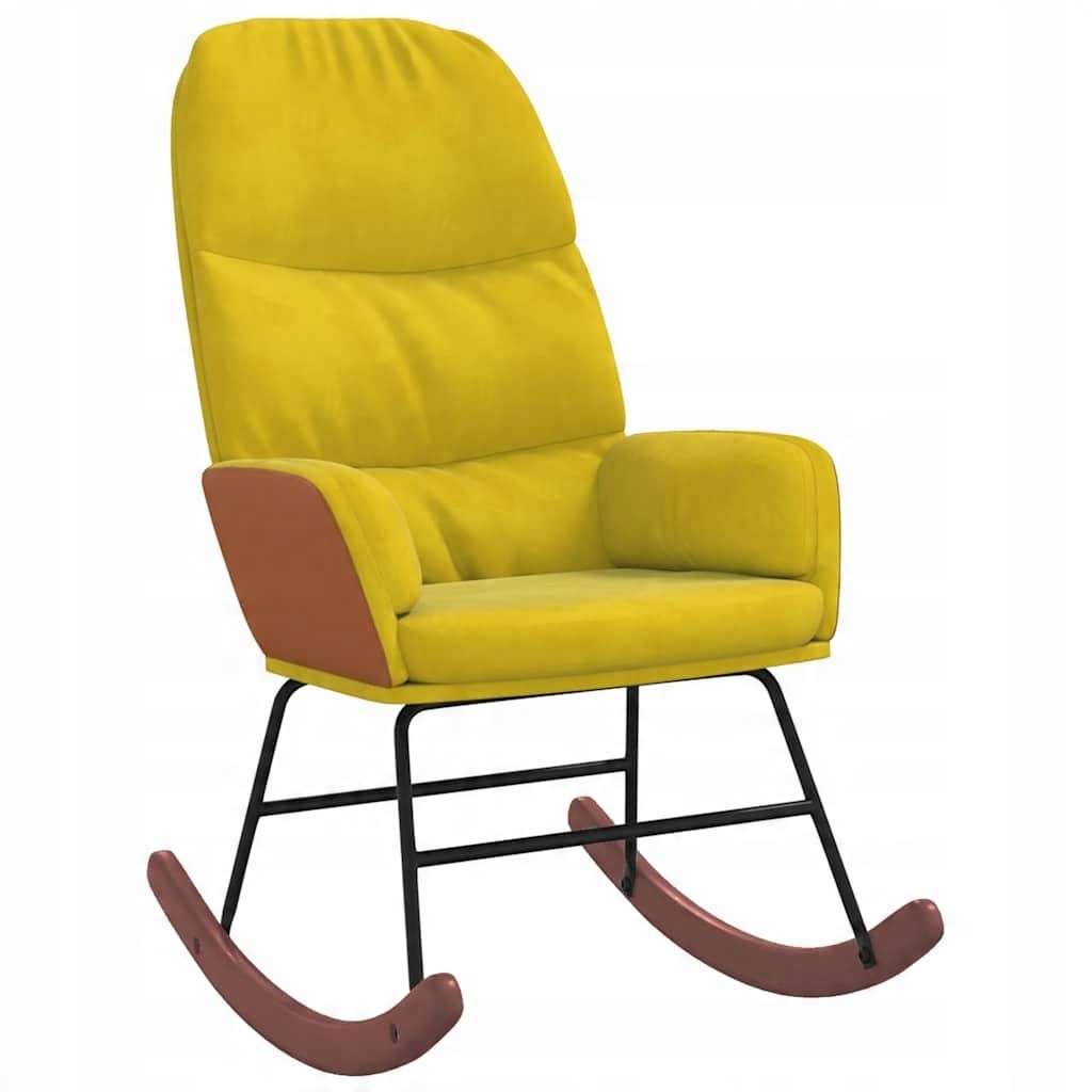 Fotel bujany vidaXL – Żółty, tapicerowany aksamitem dla Twojego komfortu