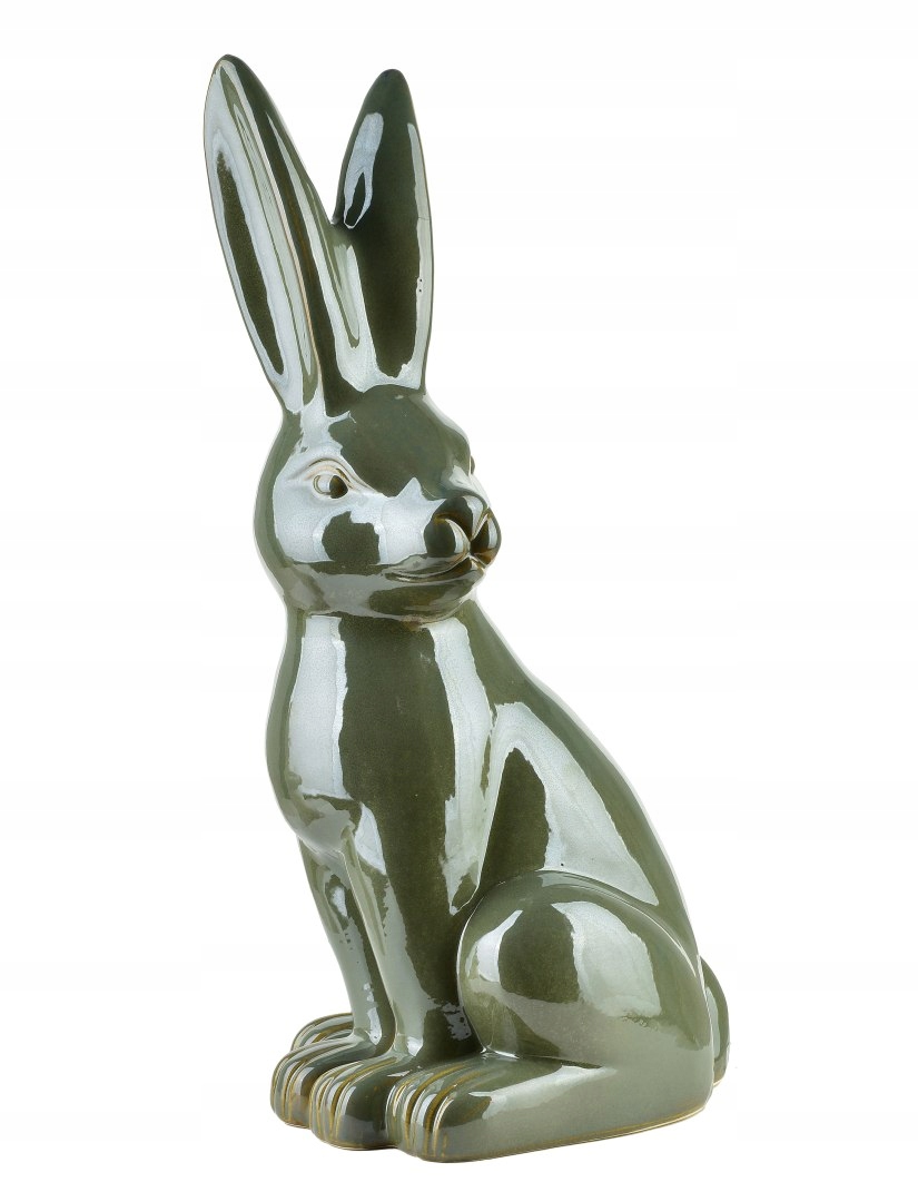 MAVE GREEN Figura zając ceramiczna 25x19x48cm – Elegancka dekoracja do każdego wnętrza