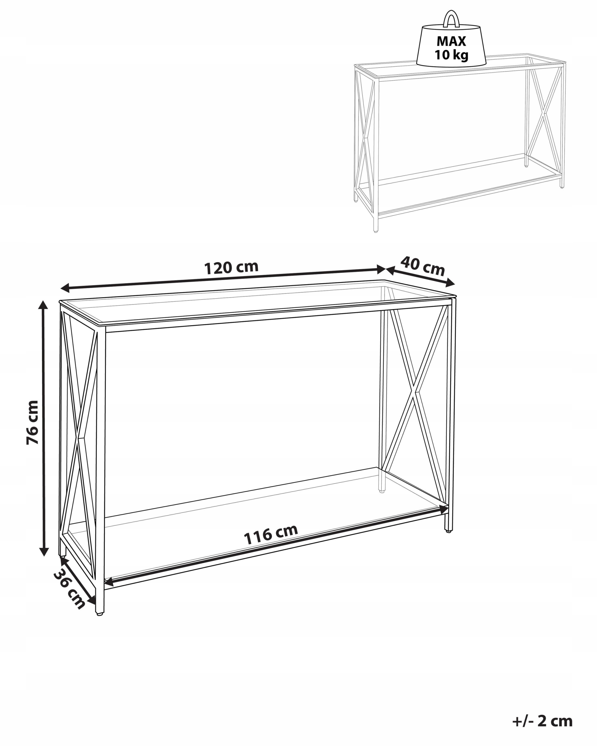 Wymiary i szczegóły techniczne konsoli AUDET