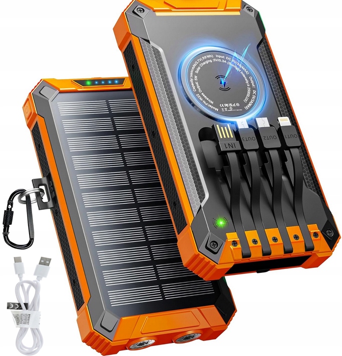 POWERBANK ŁADOWARKA PANEL SOLARNY INDUKCYJNY 30000mAh 7xUSB LATARKA 2x LED – Niezawodne źródło energii