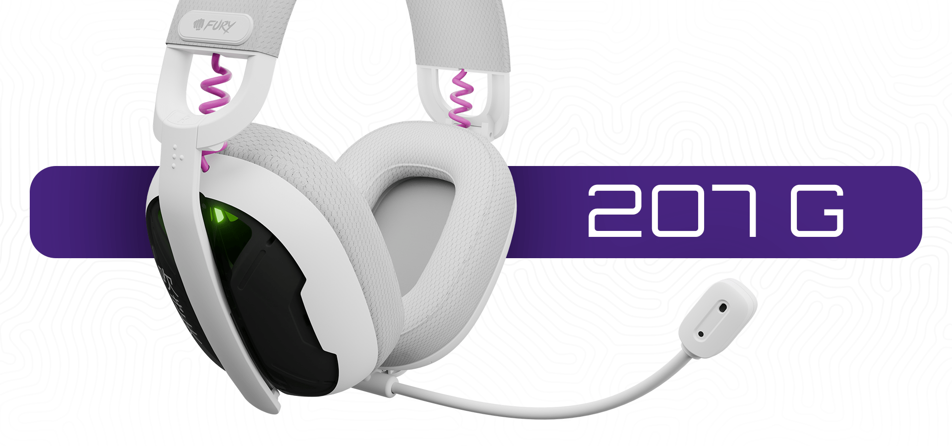 Bezprzewodowe białe słuchawki nauszne z mikrofonem o eleganckim wyglądzie i akcentami LED