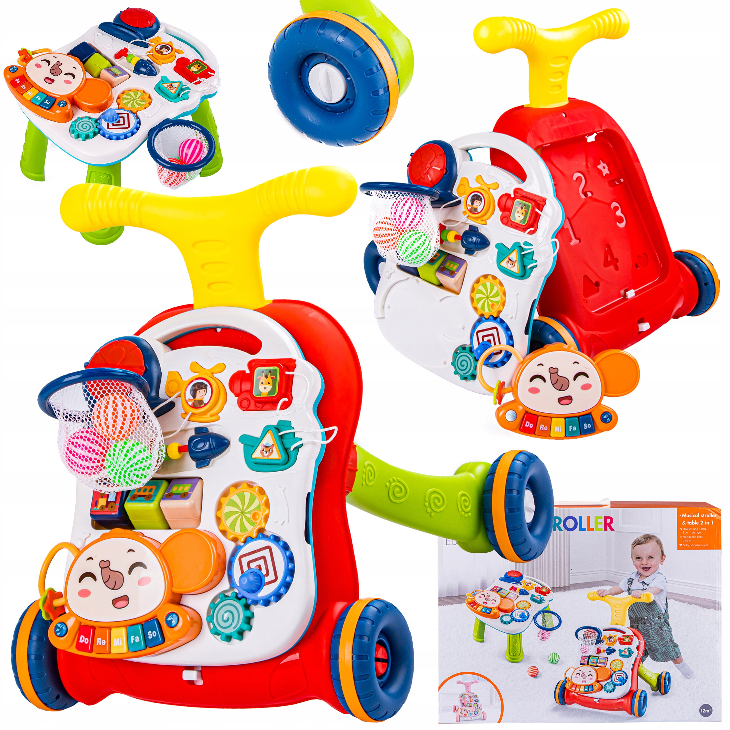 Pchacz Chodzik Interaktywny Stolik Edukacyjny 2w1 Pianinko – Idealny towarzysz pierwszych kroków