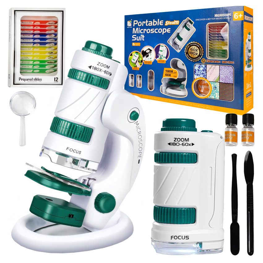 Mikroskop Edukacyjny Dla Dzieci 2W1 Laboratorium 60X/180X – Odkryj świat mikrobiologii!