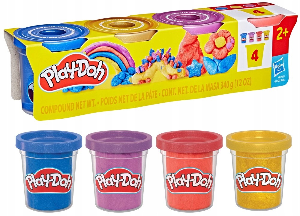 Play-Doh 4 Pack Specialty 340 g - Shimmery Metalli – Kreatywna zabawa dla dzieci
