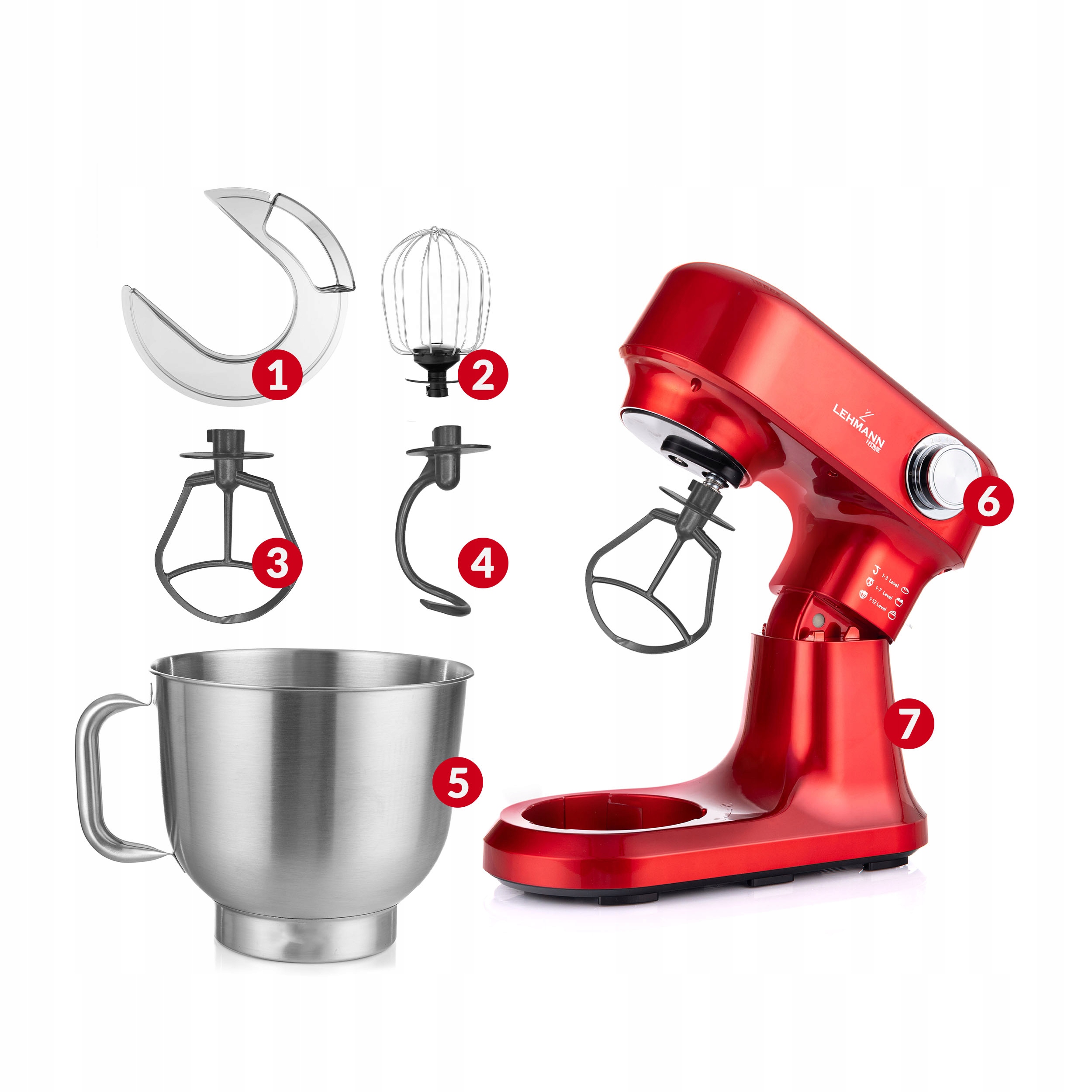 ROBOT PLANETARNY KUCHENNY MIKSER 3x MIESZADŁA DUŻA MISA HAK CIASTA CHLEBA Wysokość produktu 34 cm