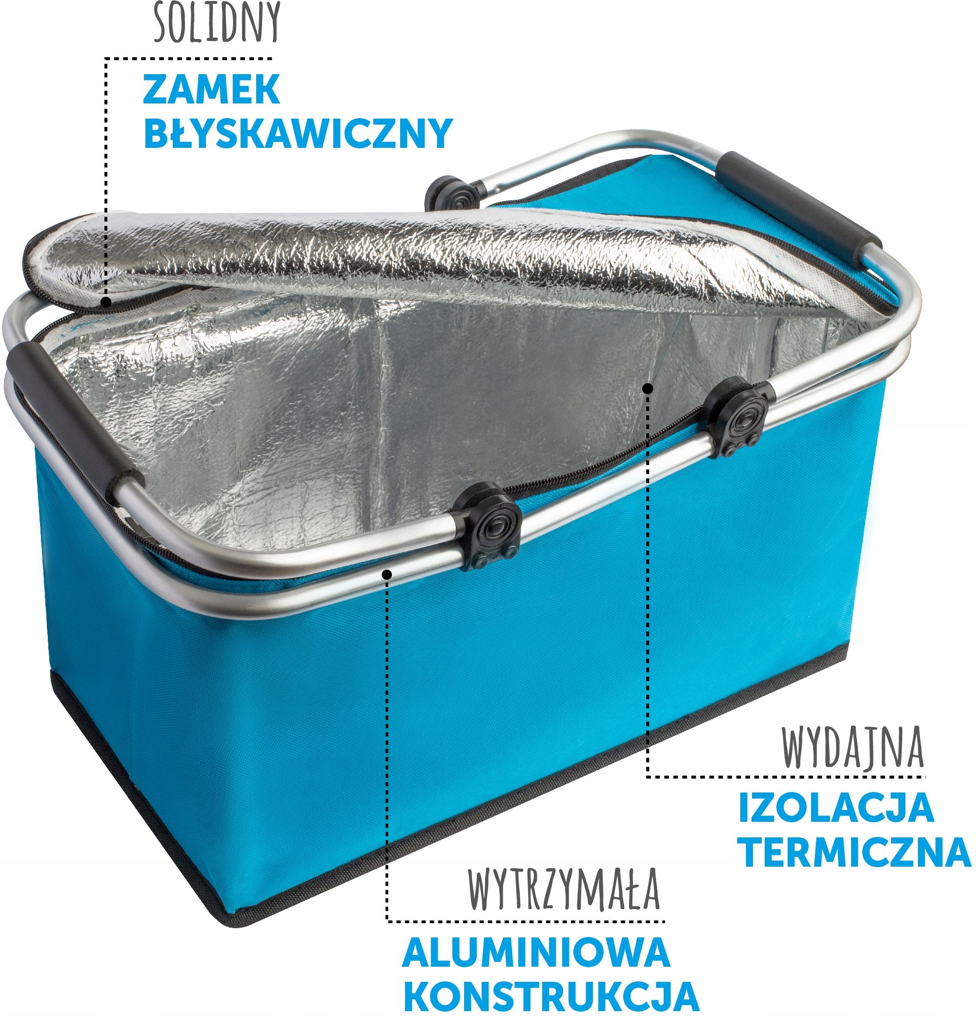 Kosz piknikowy zakupowy termiczny aluminiowy Model brak