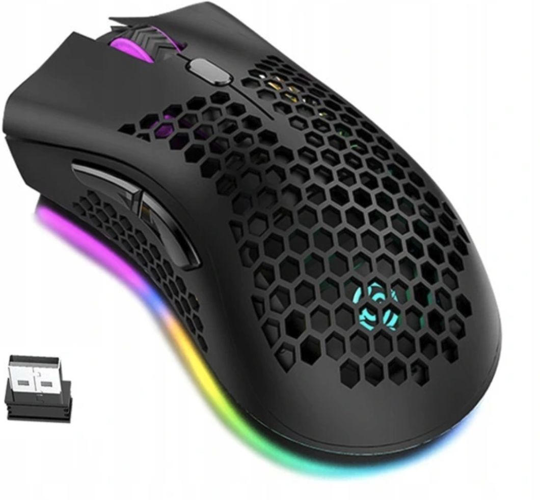 BEZPRZEWODOWA MYSZ RGB LEKKA GAMINGOWA DLA GRACZY