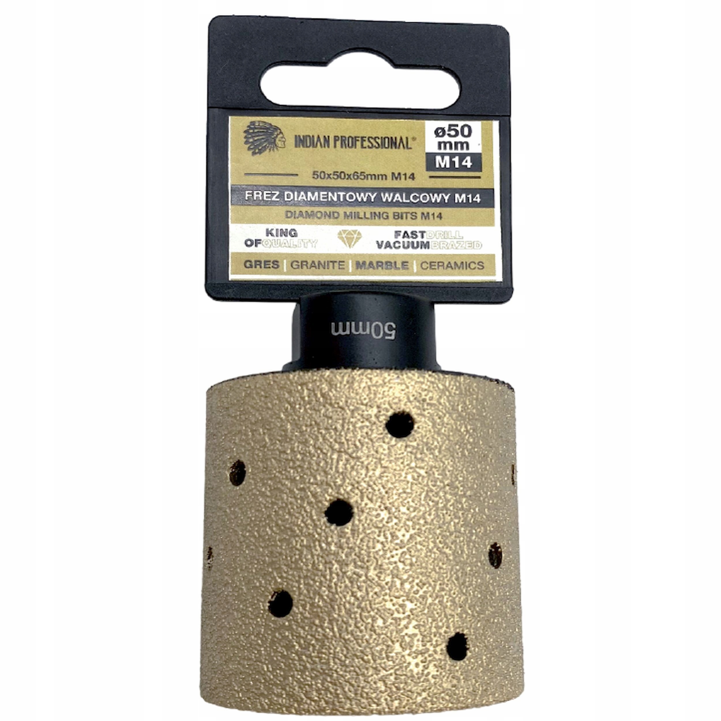 INDIAN PROFESSIONAL FREZ DIAMENTOWY WALCOWY M14 50mm – Precyzyjne narzędzie do obróbki