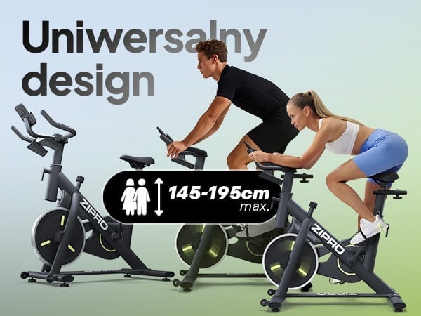 Rower spinningowy ZIPRO Modo - Uniwersalny design dla kobiet i męczyzn o wzroście od 145cm do 190cm
