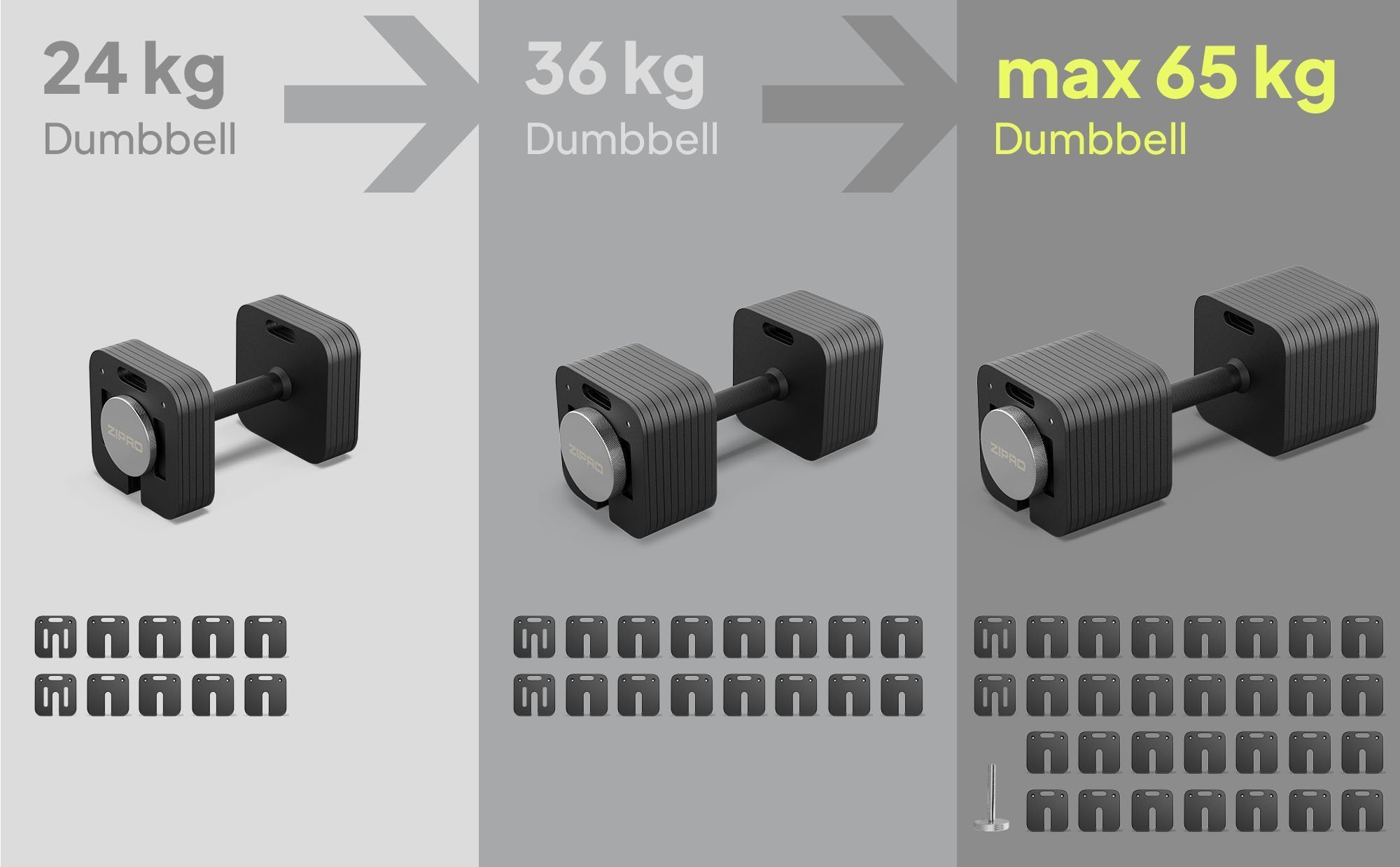ZIPRO Hantla z regulacja obciążenia 24 kg