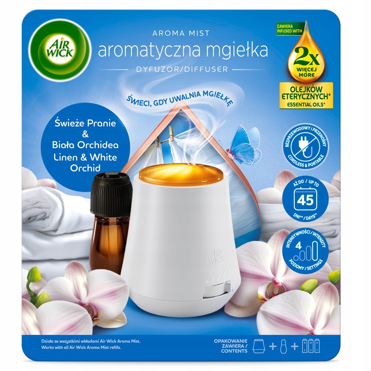 Air Wick Aroma Mist Mgiełka z olejkami - Świeże Pranie & Biała Orchidea 20ml
