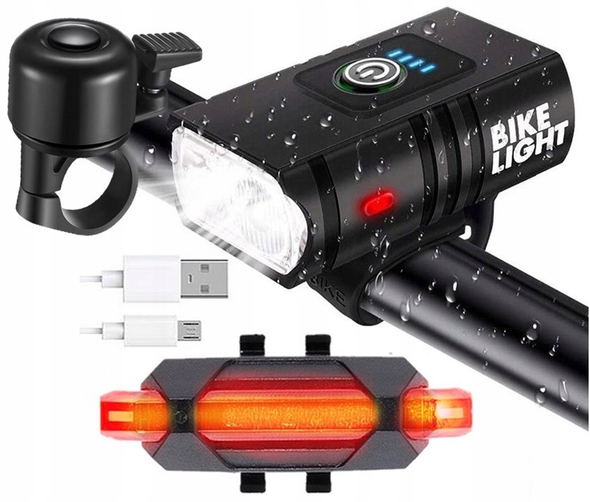 Lampa rowerowa przednia + tylna 1600lm – Bezpieczna jazda po zmroku