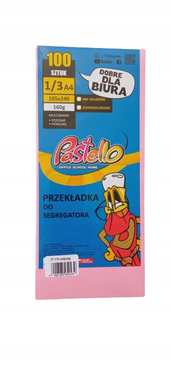 Przekładka do segregatora 1/3 A4 100K IT170 – Różowa pastelowa jakość