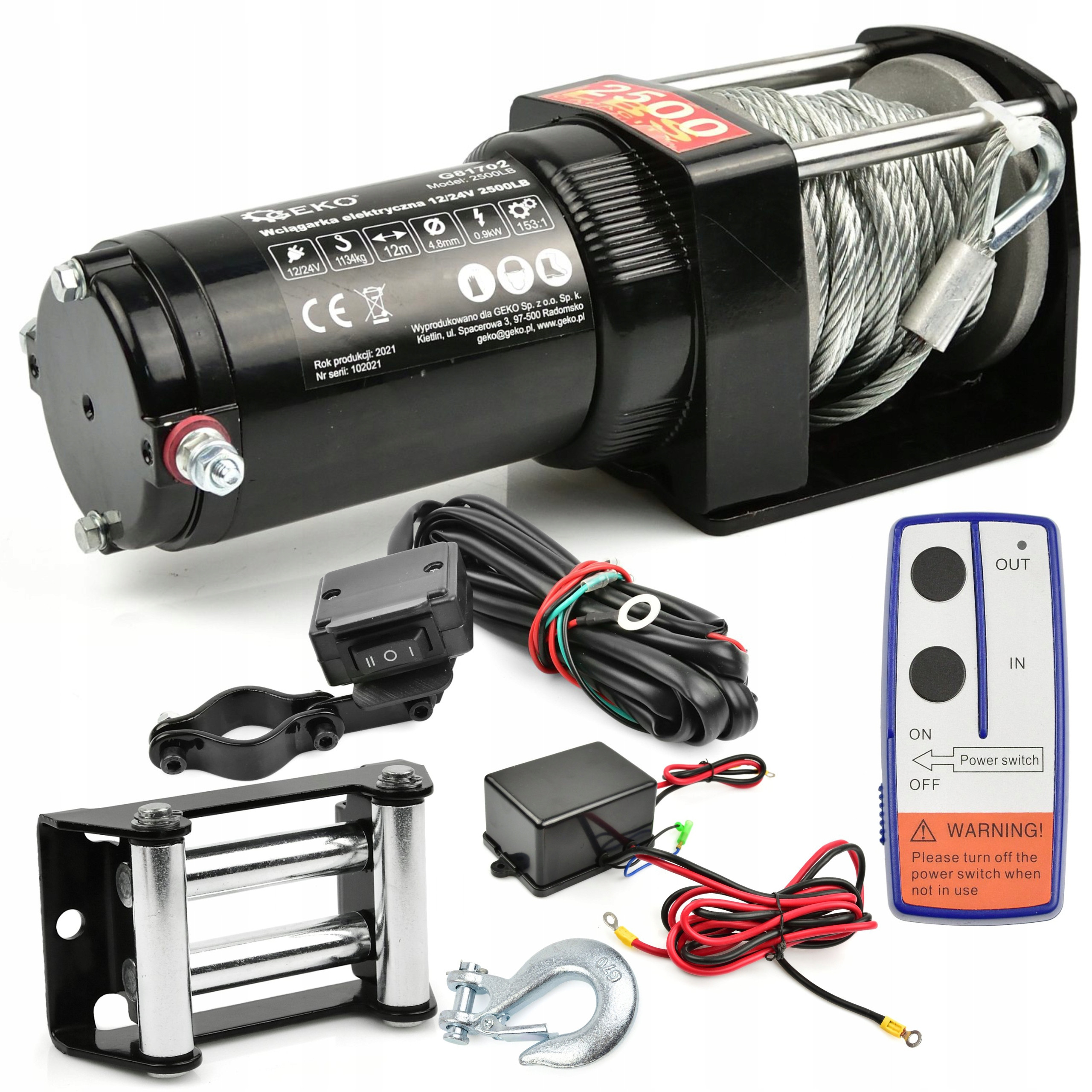 Geko Wyciągarka elektryczna 12V 2500LB – Niezawodna pomoc w trudnych warunkach