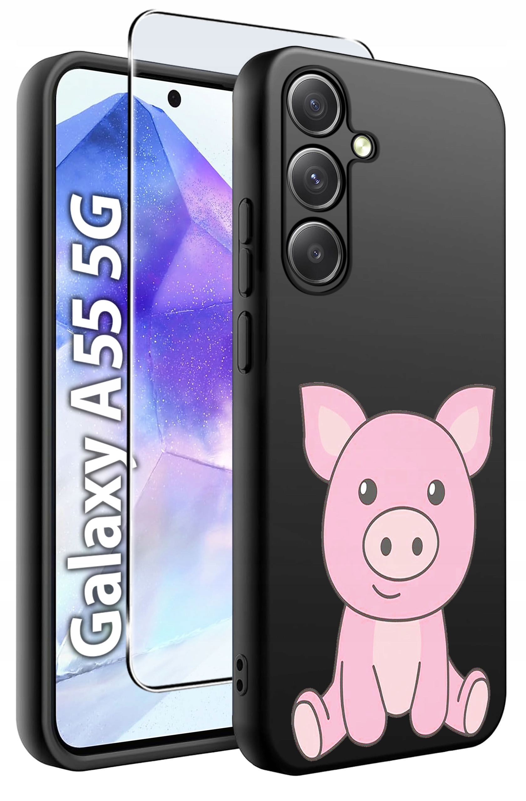 ETUI do Samsung A55 5G WZORY | SILIKONOWE MATT CASE + SZKŁO HARTOWANE 9H