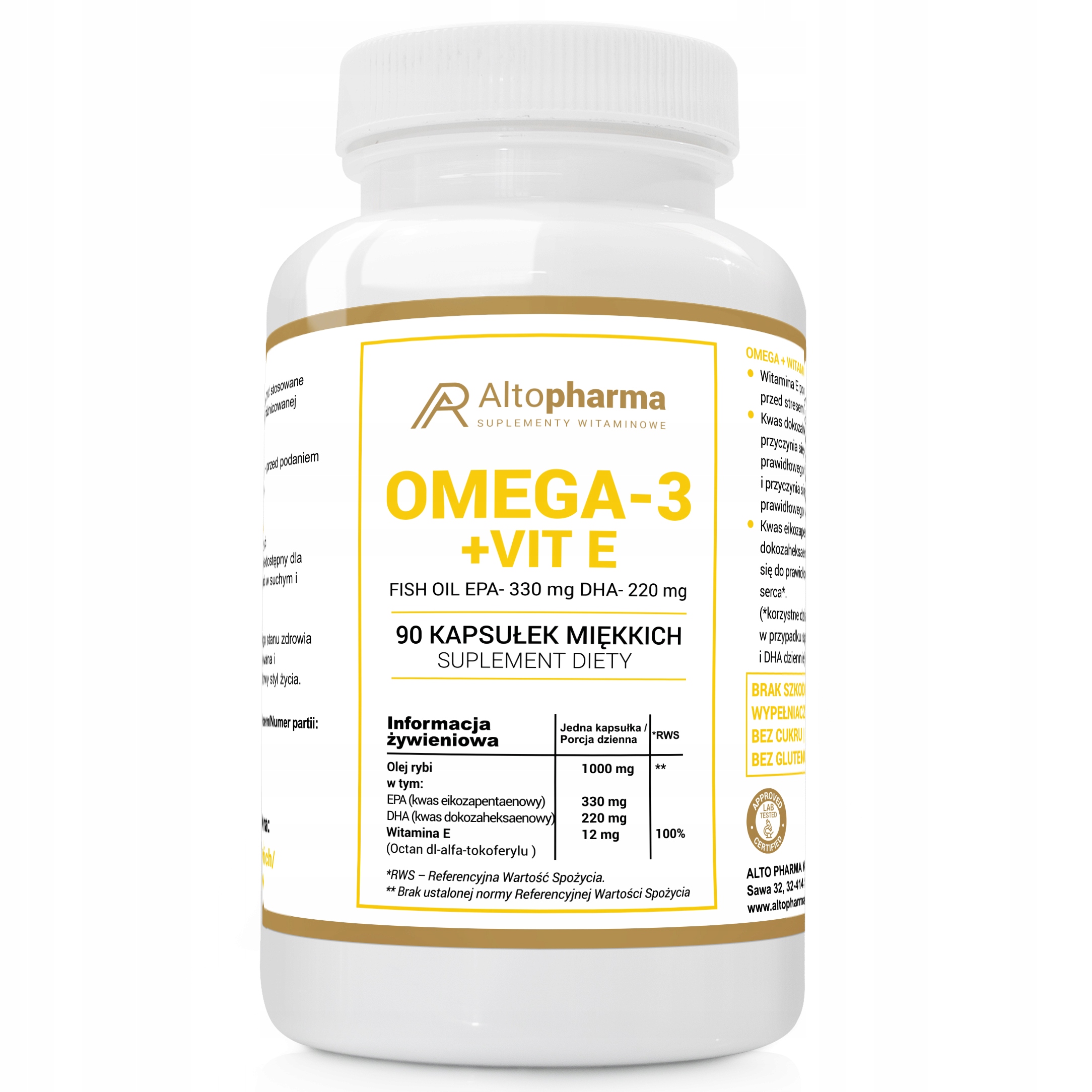ALTOPHARMA Omega 3 + Witamina E 1000mg – Suplement diety dla zdrowia