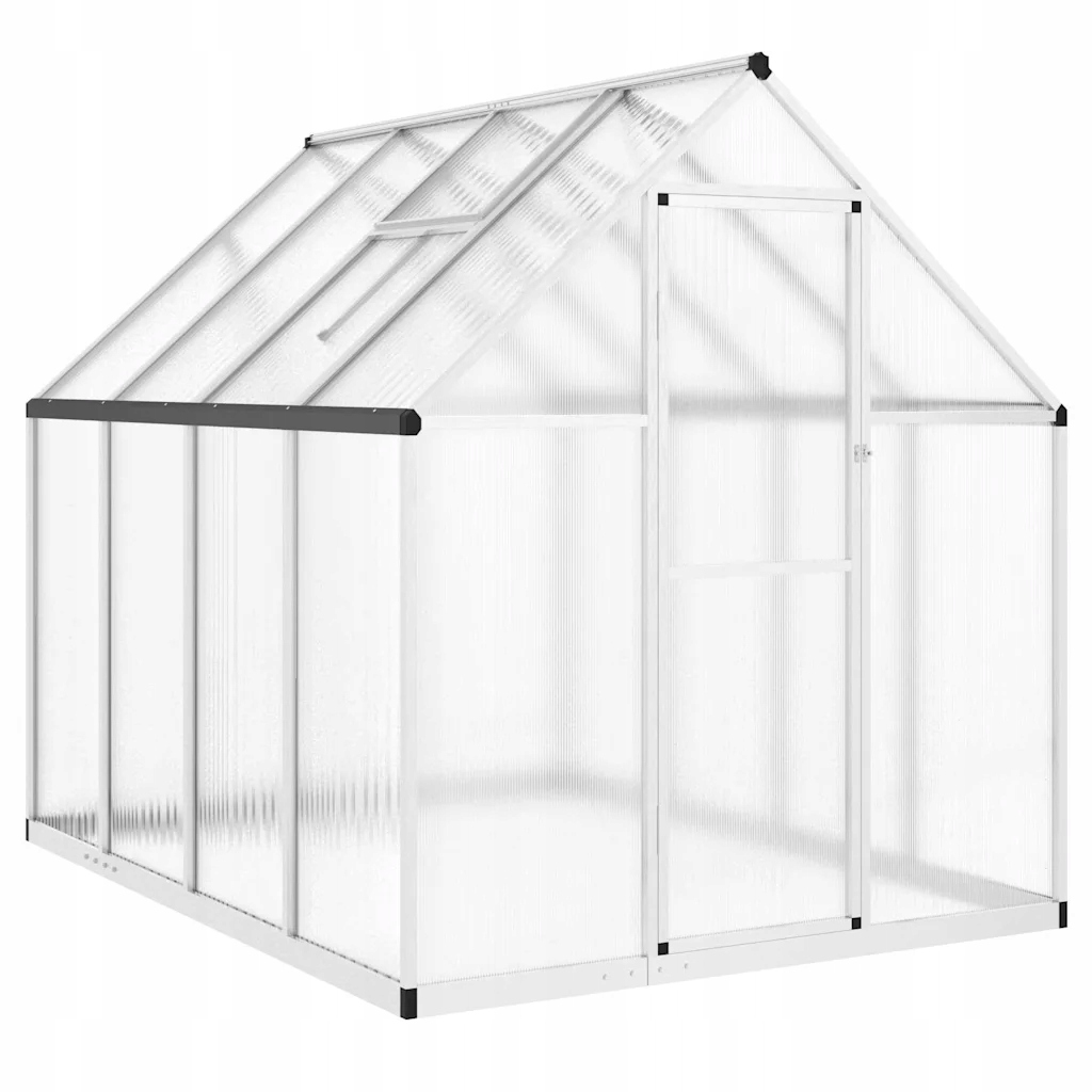 Szklarnia z ramą podstawy, srebrna, 224x169x195 cm – Idealne rozwiązanie dla Twojego ogrodu