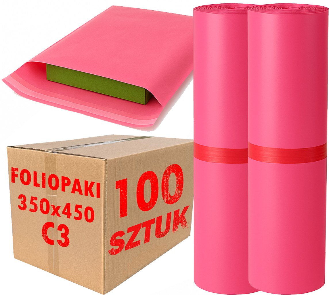 Foliopaki Kurierskie Różowe C3 350x450mm - 100 szt. – Idealne rozwiązanie do pakowania