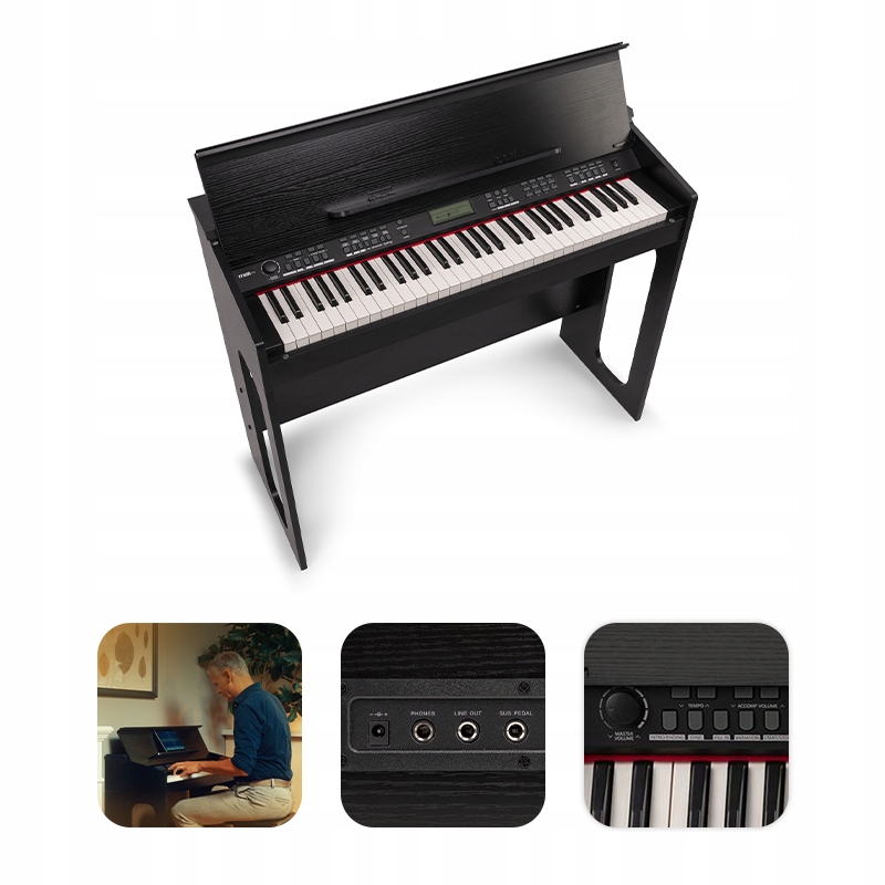 Pianino cyfrowe 61-klawiszowe ze statywem RhapsodyDP61 Max – Odkryj swój muzyczny talent