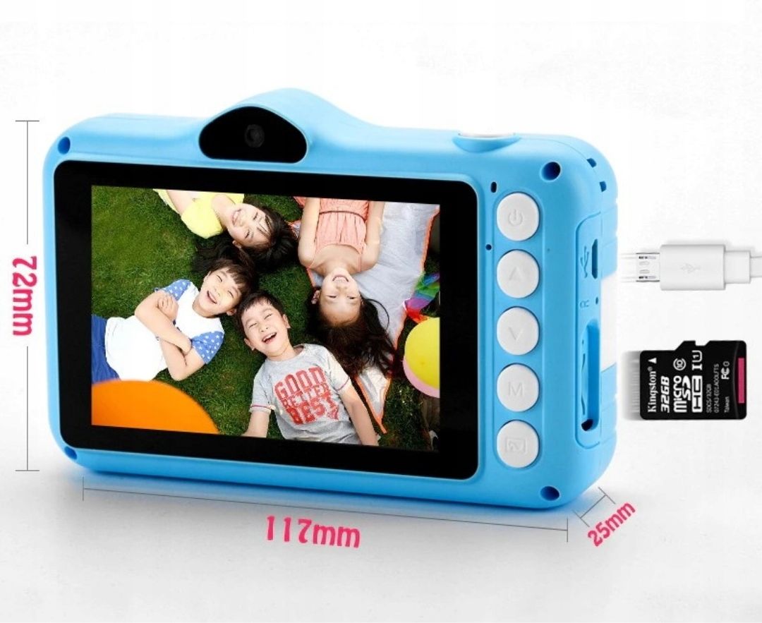 APARAT KAMERA DLA DZIECI ZABAWKA GRY + KARTA 32GB Baterie 600 mAh