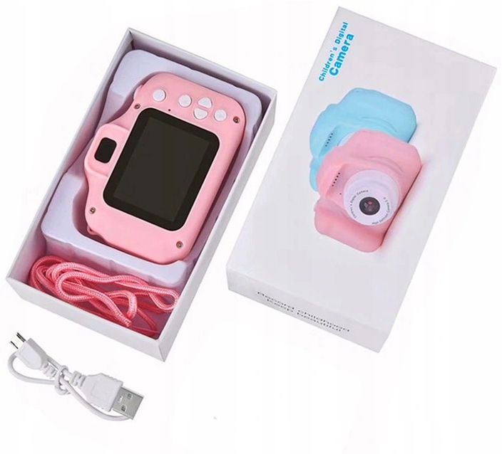 APARAT CYFROWY DLA DZIECI KAMERA GRY + KARTA 32GB Kolor dominujący odcienie różu