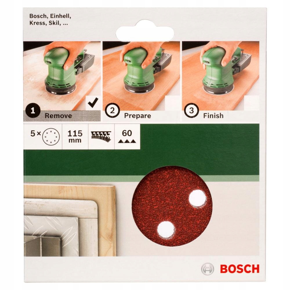 Papier ścierny krążek rzep Bosch 115mm P60 5 szt. – Idealny do każdego zastosowania