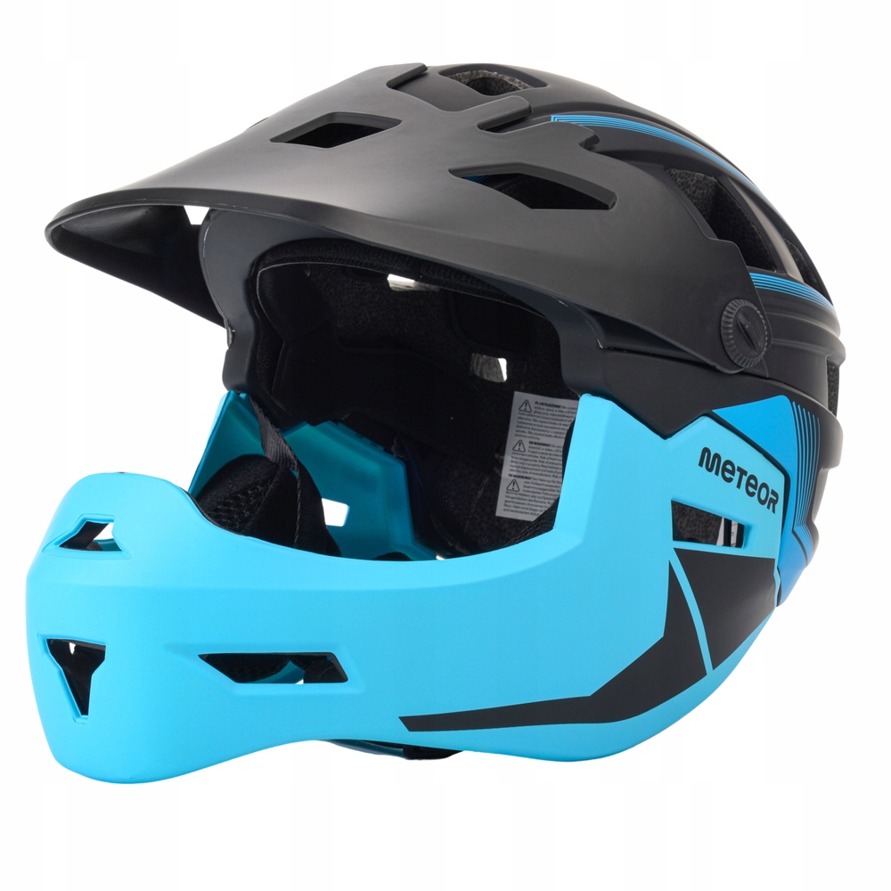 Kask rowerowy full-face Meteor Hydra L 58-61 cm czarny/niebieski – Twoja gwarancja bezpieczeństwa
