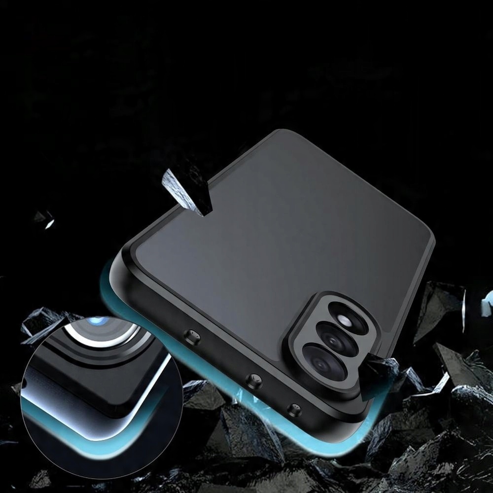 Podwyższony rant ochronny wokół aparatu