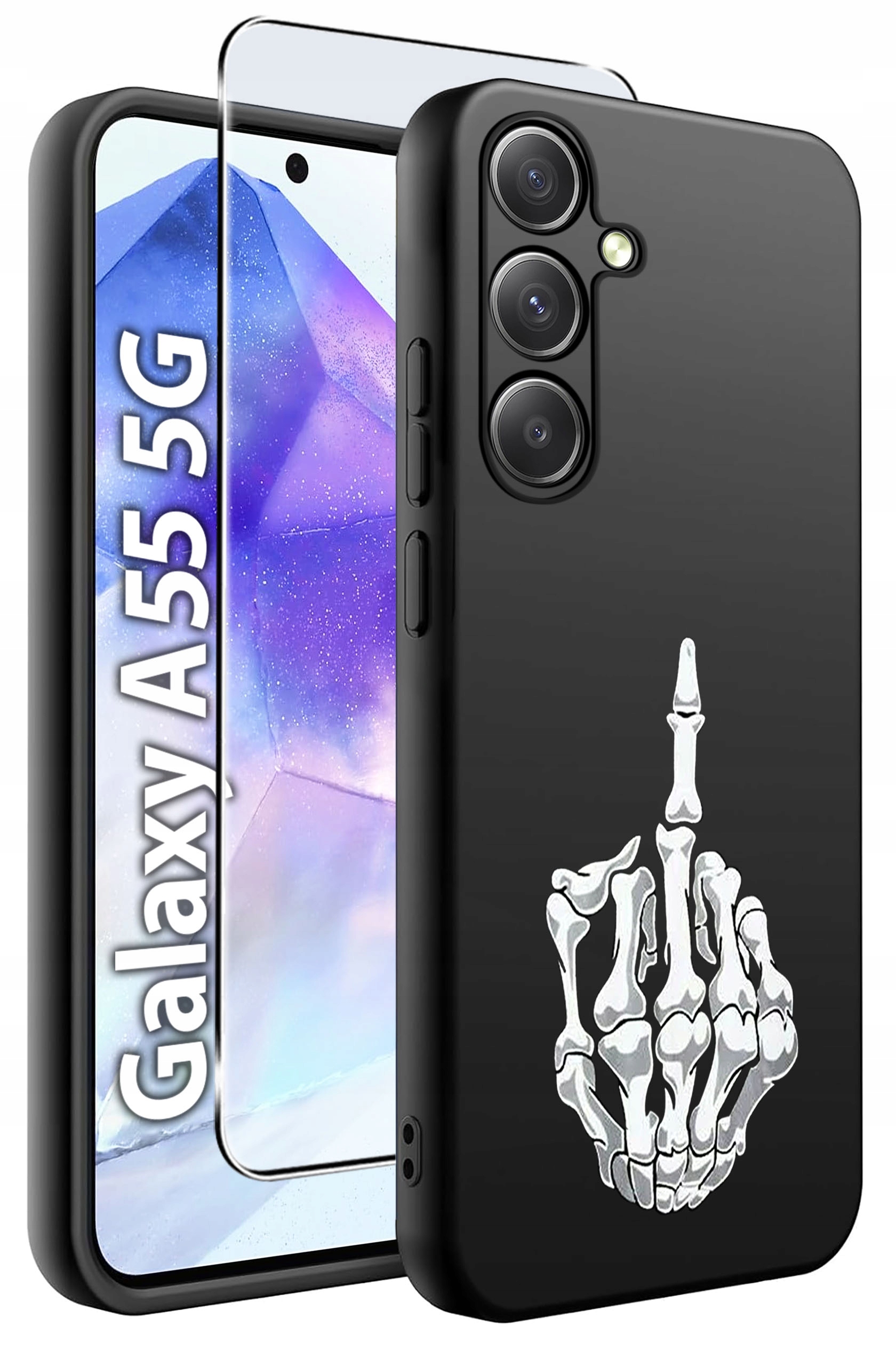 ETUI do Samsung A55 5G WZORY | SILIKONOWE MATT CASE + SZKŁO HARTOWANE 9H – Ochrona i styl w jednym