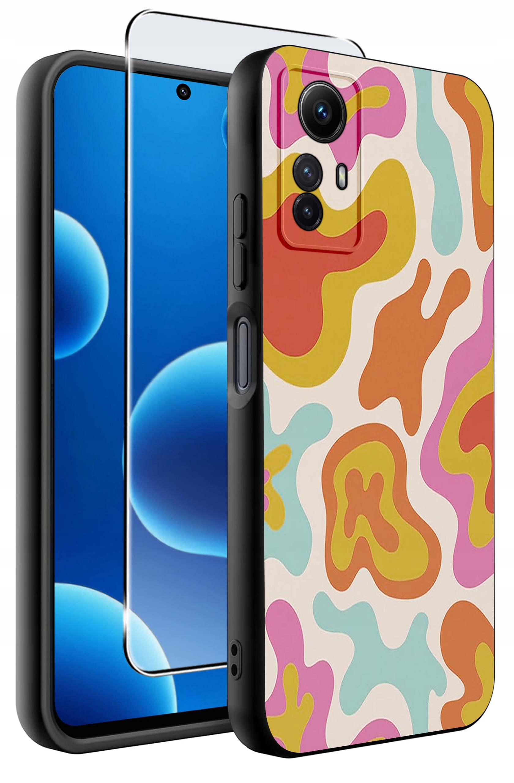 ETUI do Xiaomi Redmi Note 12S | WZORY | SILIKONOWE MATT CASE + SZKŁO HARTOWANE 9H