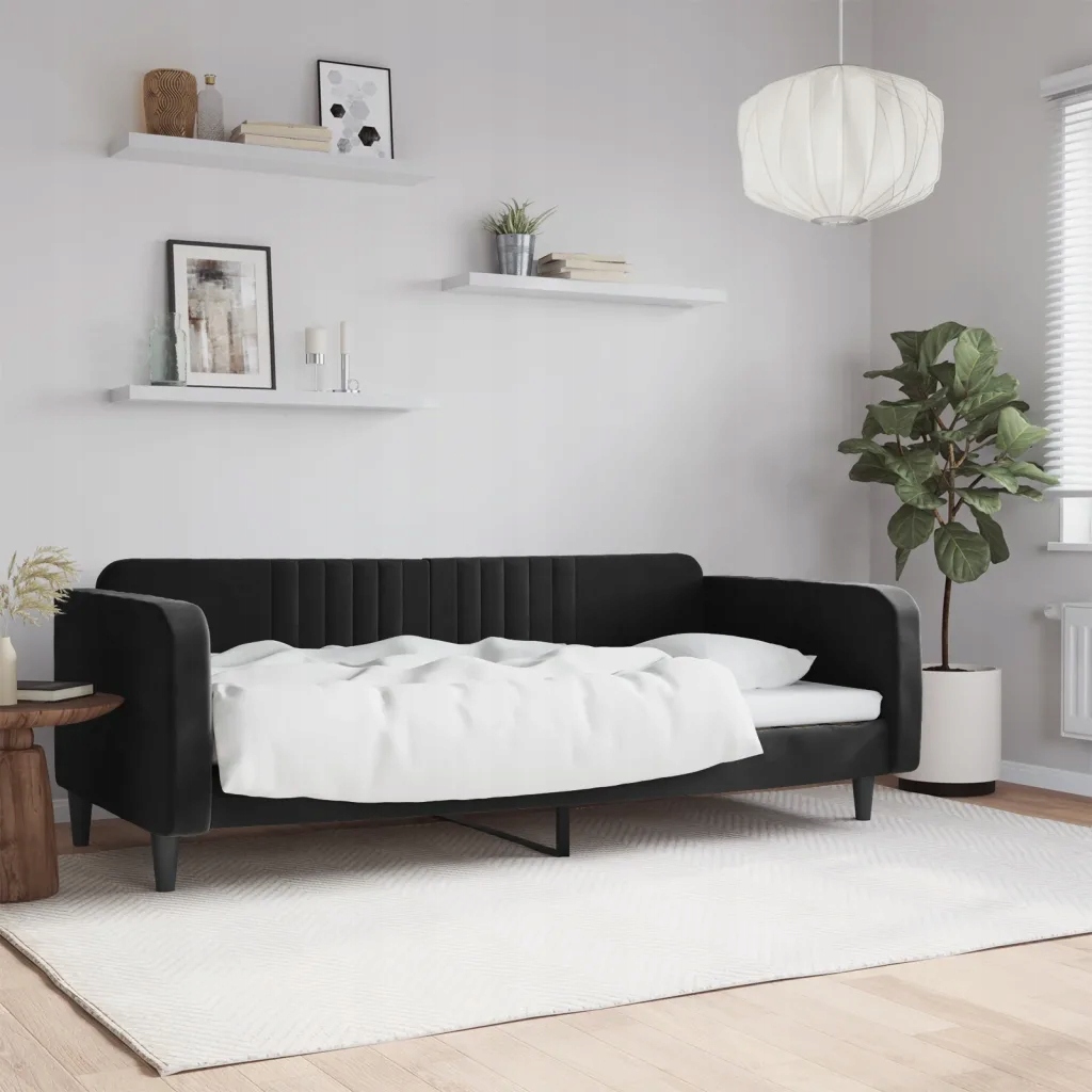 Sofa z funkcją spania, czarna, 100x200 cm – Idealne rozwiązanie do Twojego wnętrza