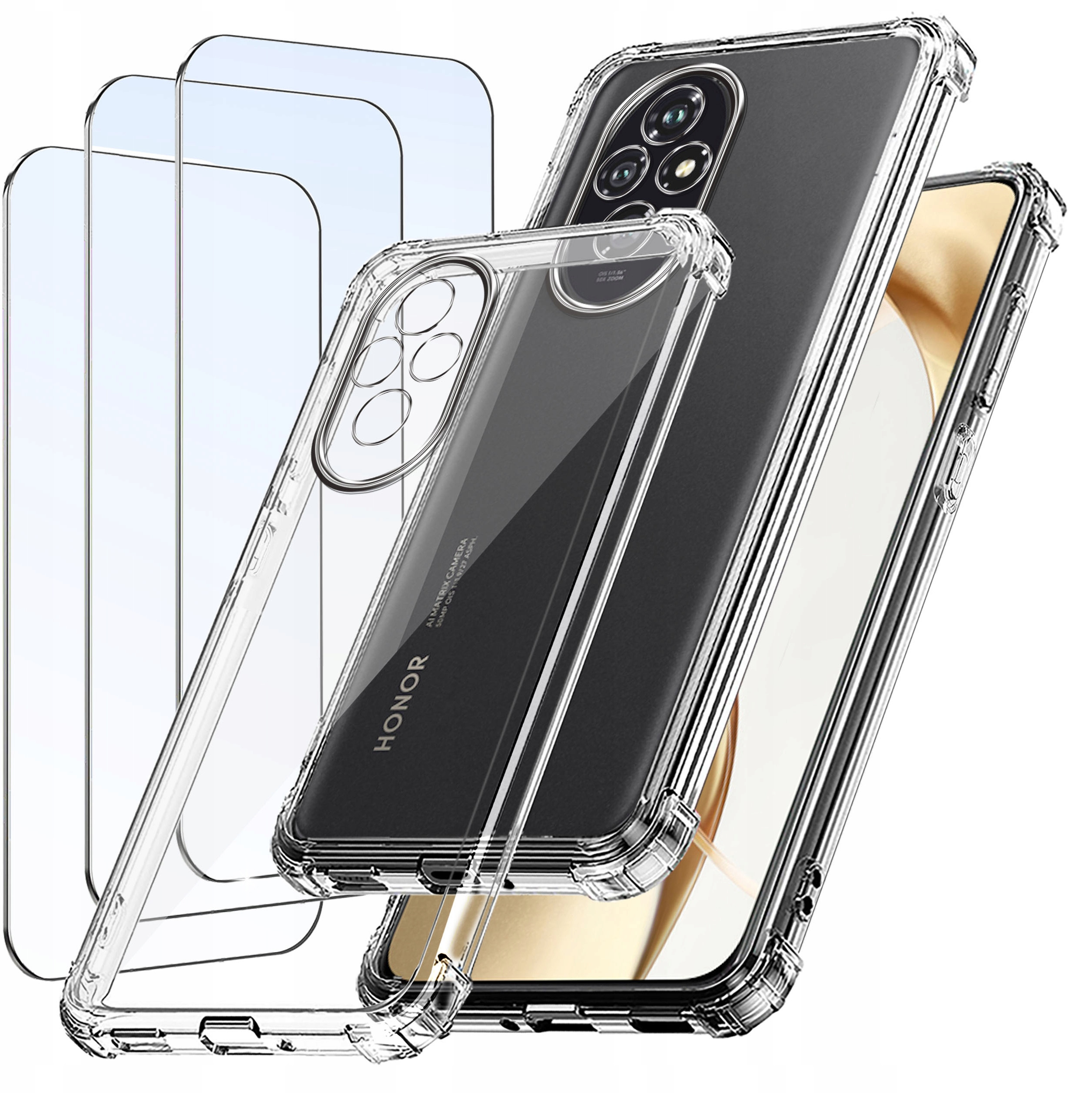ZESTAW Etui do Honor 200 5G ANTI-SHOCK WZMACNIANE 3X SZKŁO – Ochrona na najwyższym poziomie