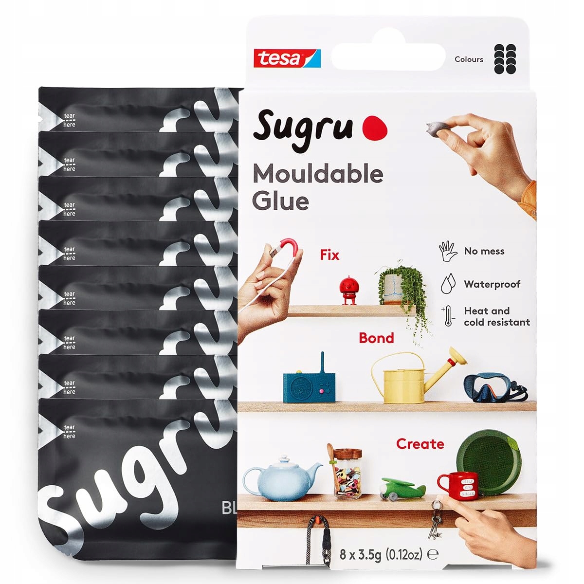 Tesa Sugru formbarer Allzweckkleber 8Stk czarny – Niezbędny w każdym domu