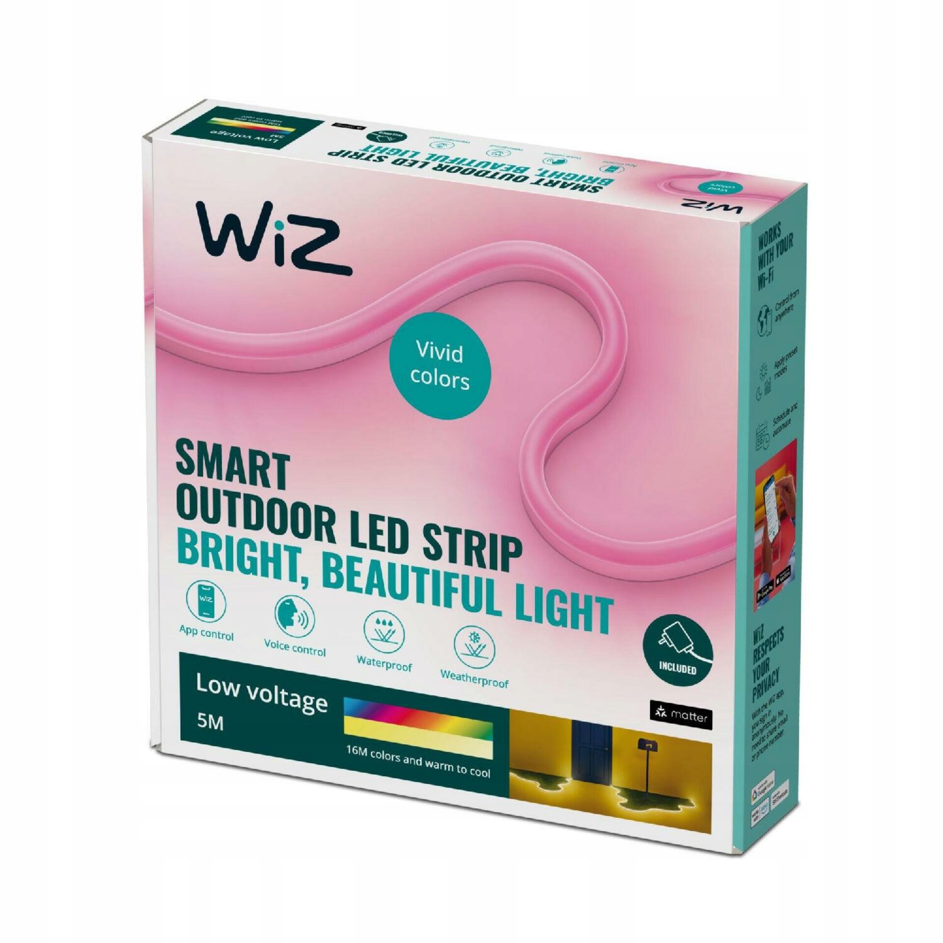 Taśma LED Signify WiZ White&Color OutdoorStrip Tunable 5m – Stwórz wyjątkową atmosferę w swoim ogrodzie