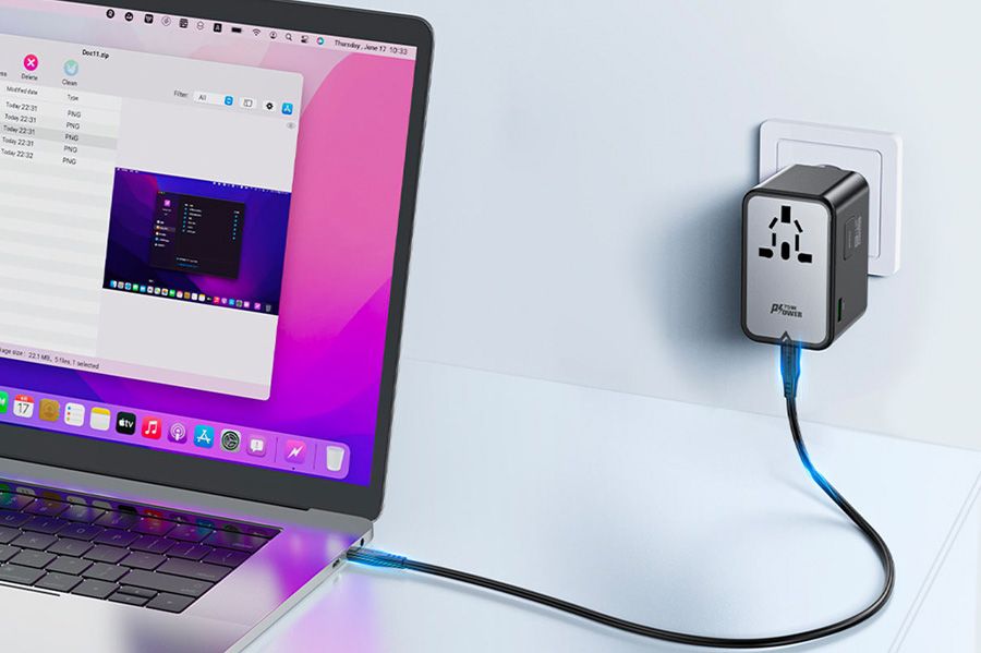 Adapter / ładowarka podróżna GaN o mocy do 75W ze standardem Power Delivery, 3 portami USB-C i 2 portami USB-A Acefast (Z1)