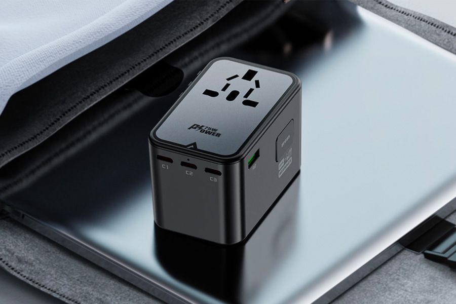 Adapter / ładowarka podróżna GaN o mocy do 75W ze standardem Power Delivery, 3 portami USB-C i 2 portami USB-A Acefast (Z1)