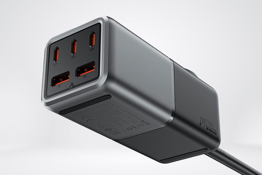 Ładowarka biurkowa GaN o mocy do 75W ze standardem Power Delivery z 3 portami USB-C i 2 portami USB-A Acefast (Z2)