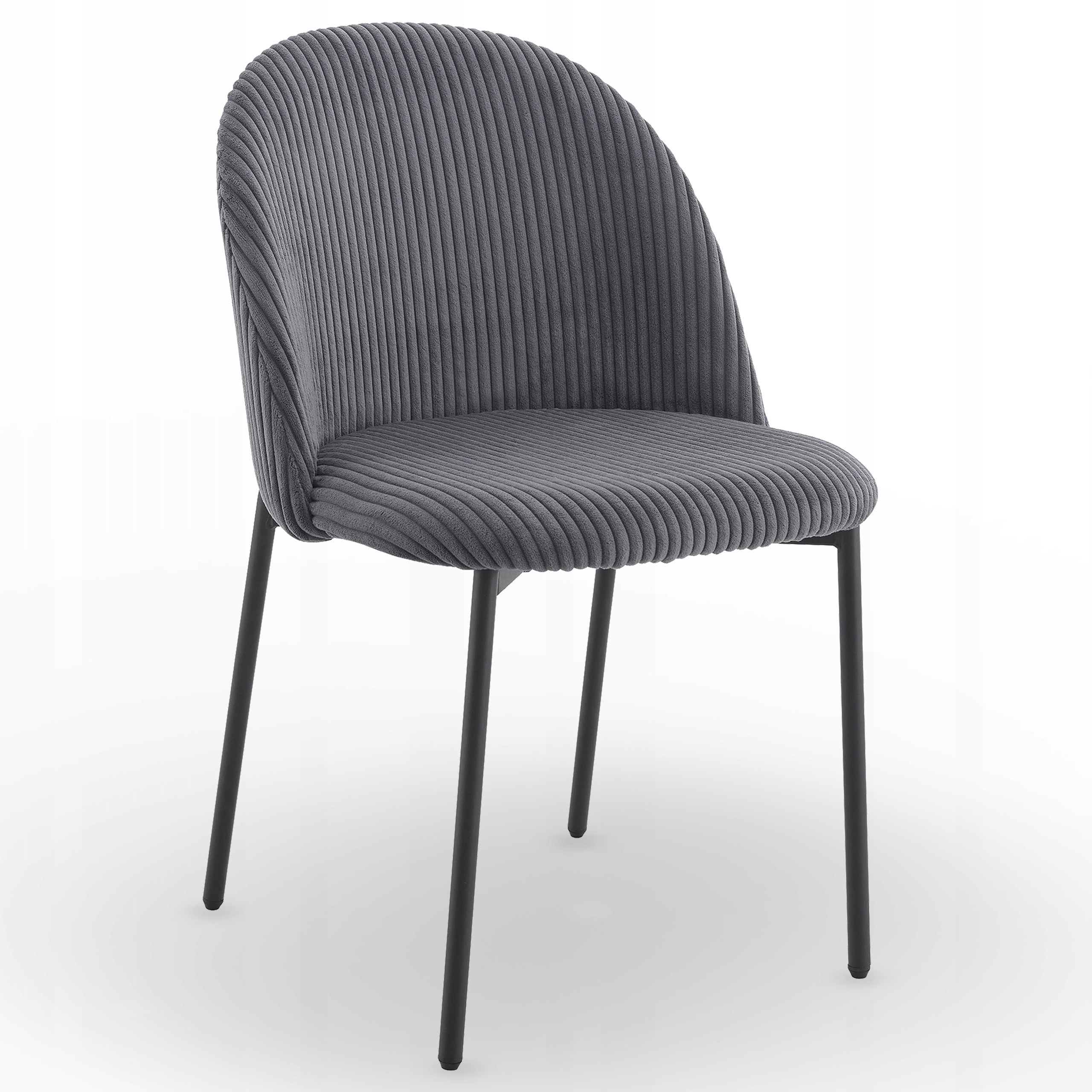 Krzesło sztruksowe szare INES z czarnymi nogami – Elegancja i komfort w Twoim wnętrzu